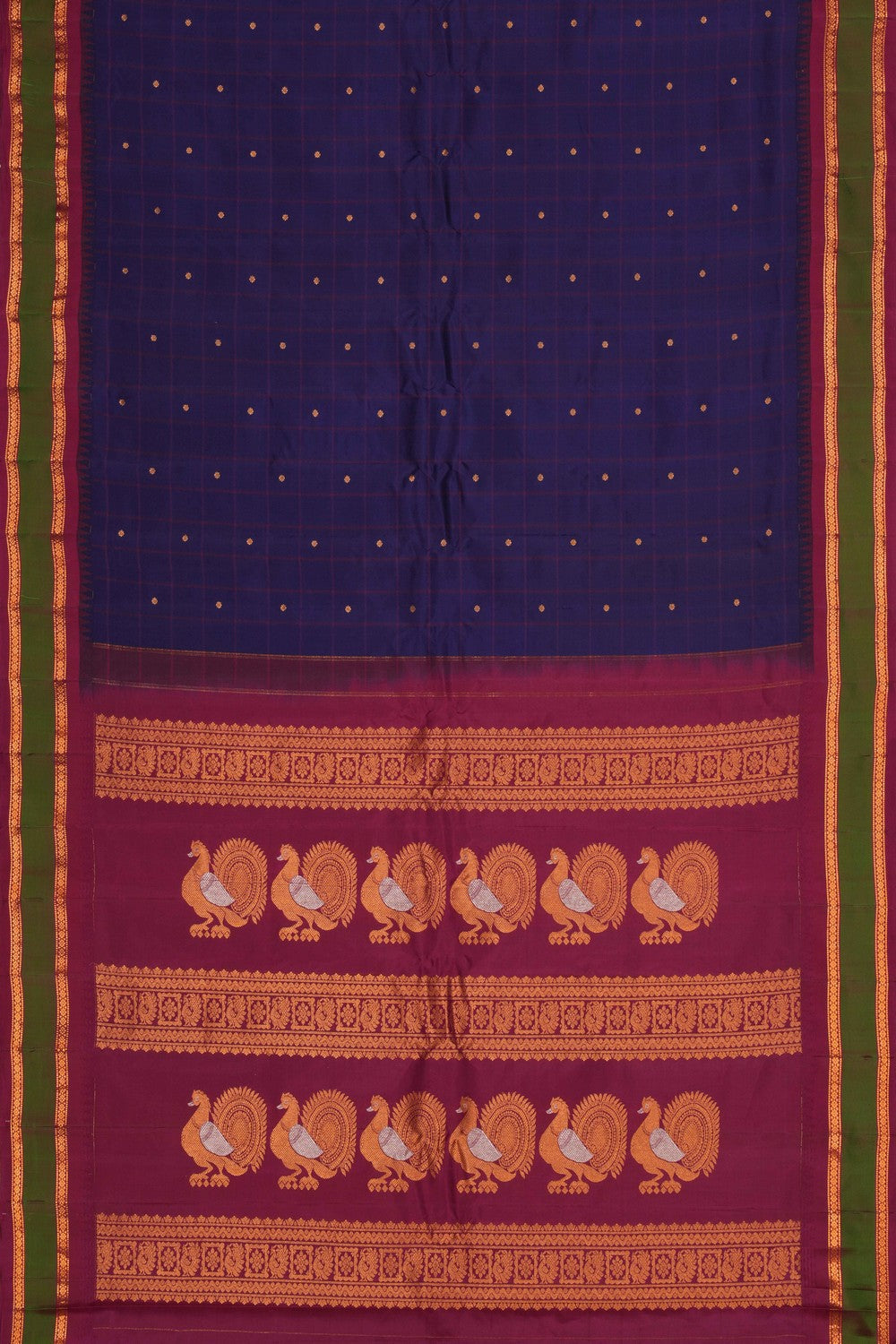 Image of Gadwal Silk Violet Kattam Saree